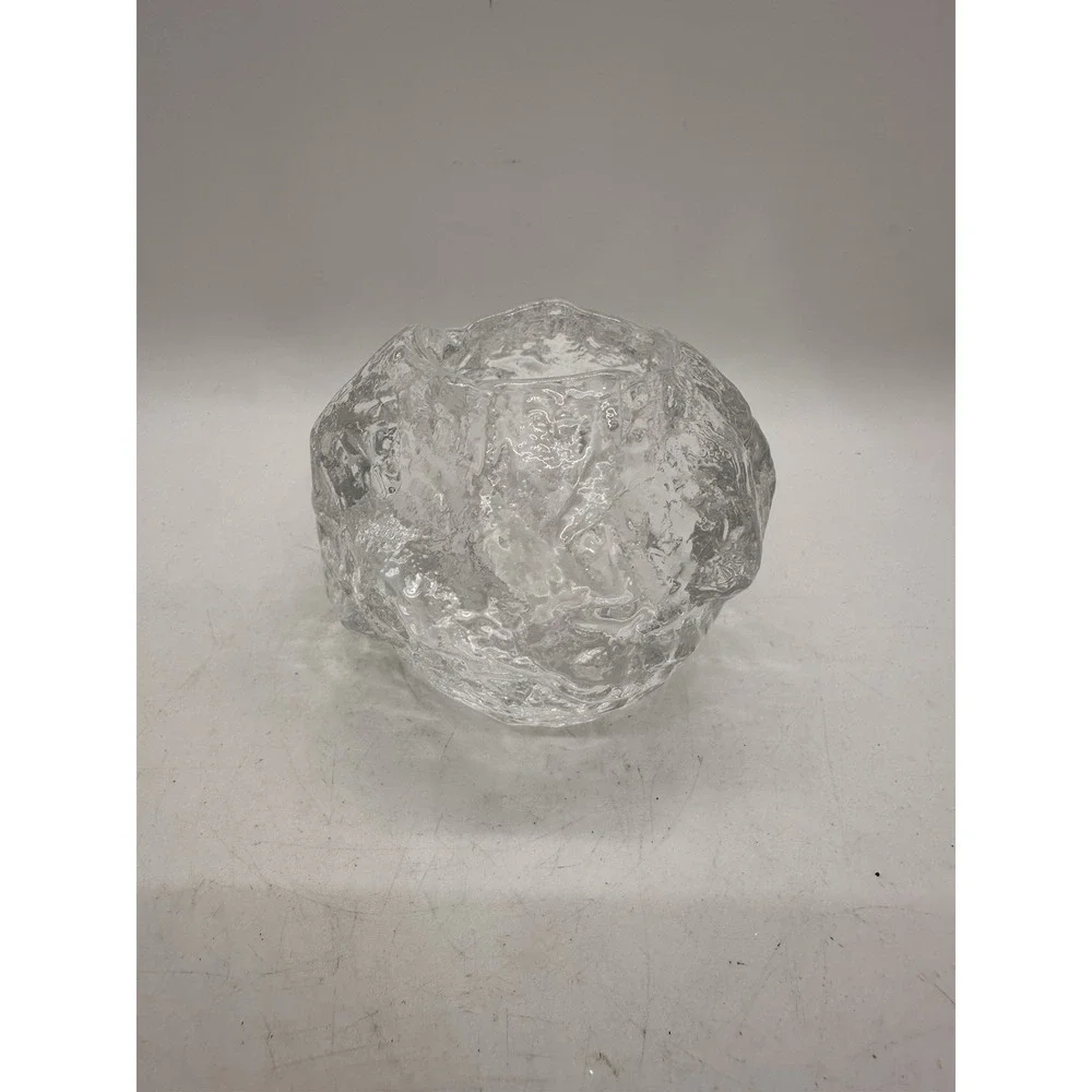 Kosta Boda Votive‎ Holder Snowball Crystal Art Glass Ice Block Candle 3